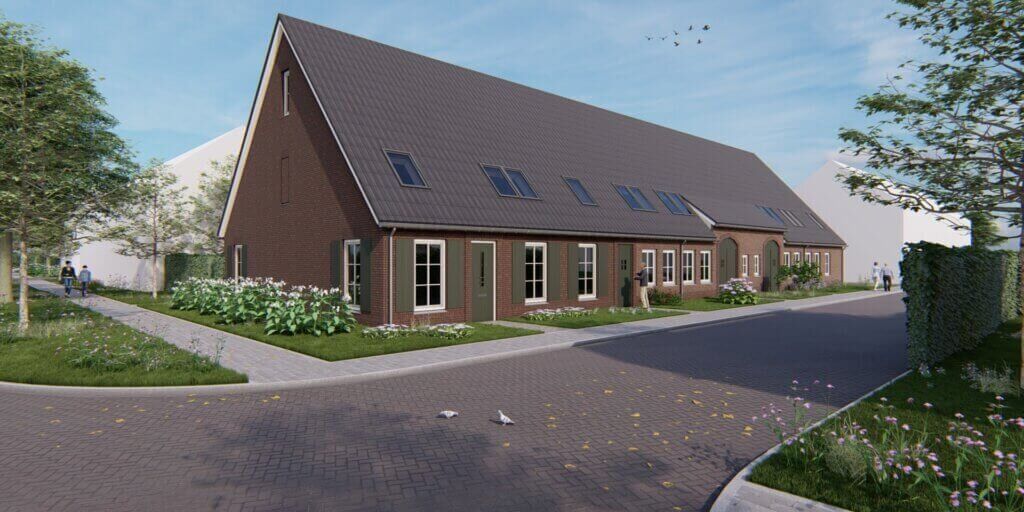 Vooraanzicht vijftal levensloopbestendige woningen